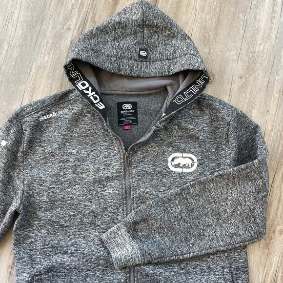 ECKO UNLTD. Logo Men Gray Zip Up Fleece Hoodie Sweatshirt Size Large - Picture 9 of 9